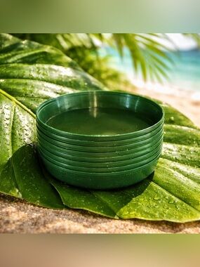 Set of 9 Green Plastic #6 Planter Plates